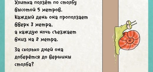 Улитка проползает 3 метра вверх каждый день